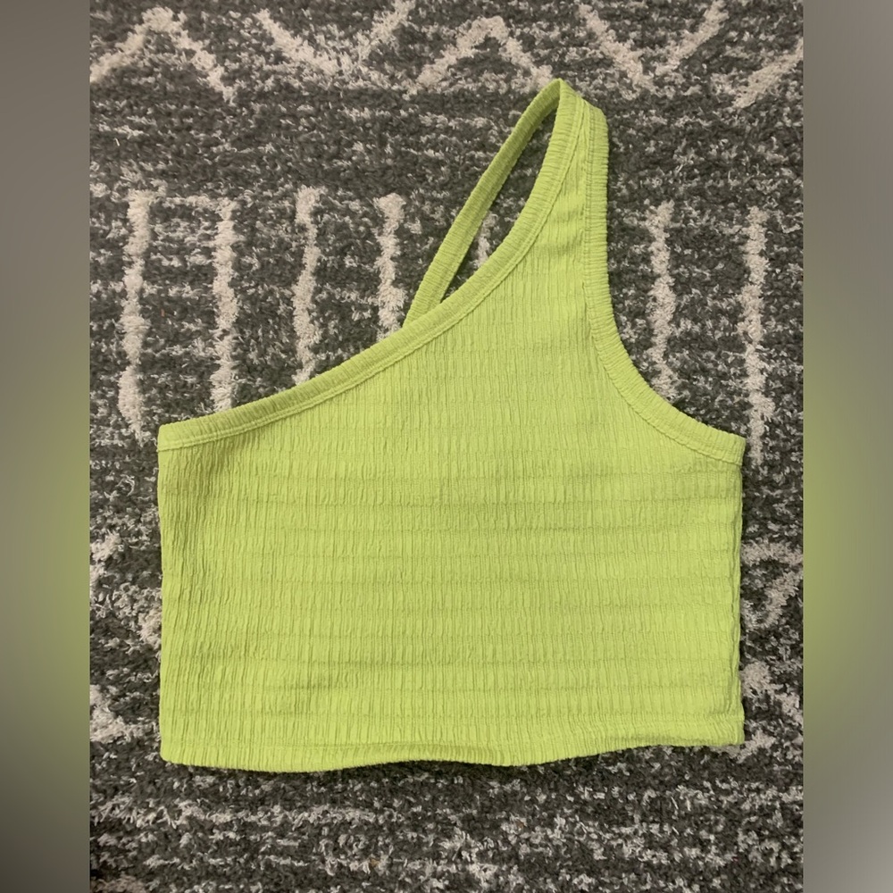 American Eagle Outfitters Lime Green One-Shoulder Crop Top